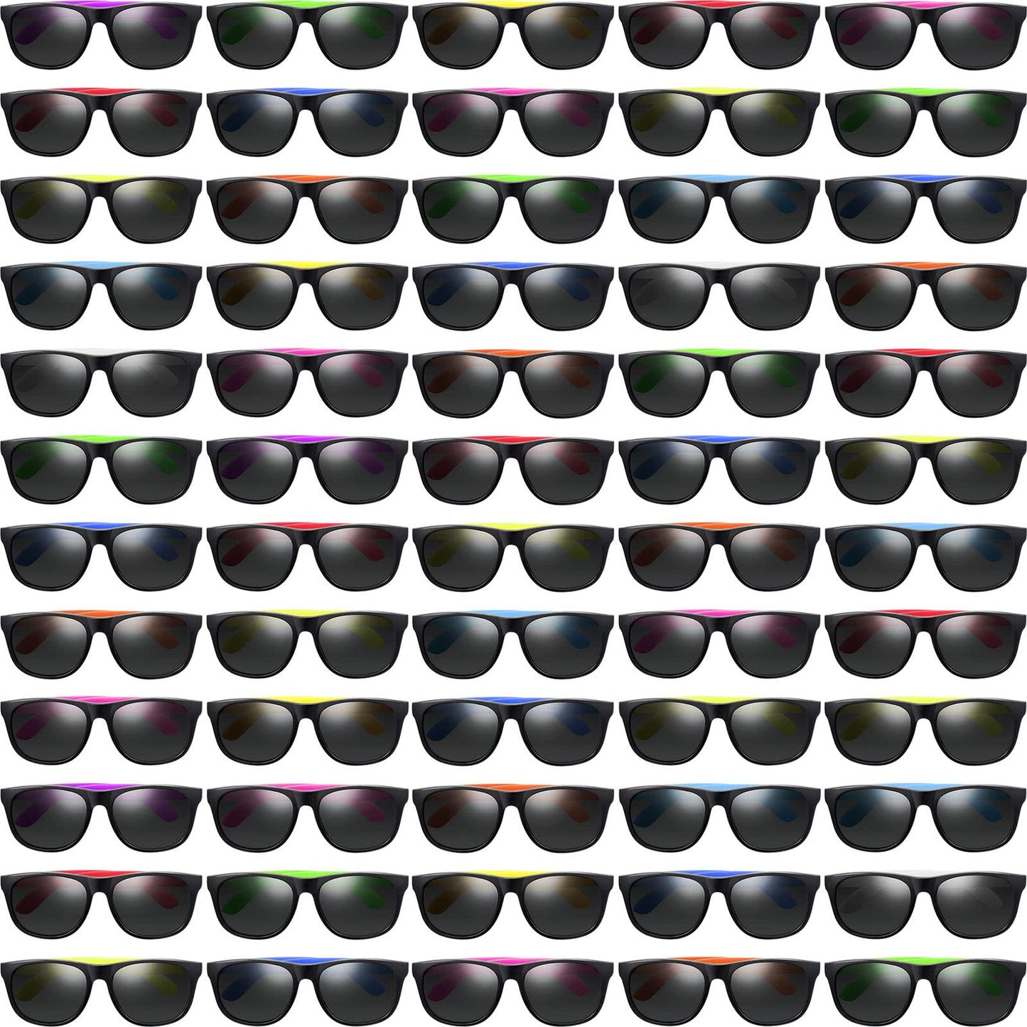 Neon Blast Sungles Mega Pack - 80's Style Colorful Novelty Shades for Parties, Prizes, Birthdays - 60 Pack in 10 Vibrant Colors for Kids, Teens, Adults