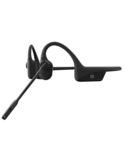 (AfterShokz) OpenComm - Bone Conduction Open-Ear Stereo Bluetooth Headset with Noise-Canceling Boom Microphone - Wireless Headset for Mobile Use, with Bookmark