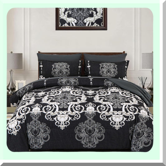 Boho Paisley Damask 7-Piece Queen Size Comforter Set - Soft Microfiber Bedding with Sheets - All Season Complete Bed in a Bag - 90''x90'