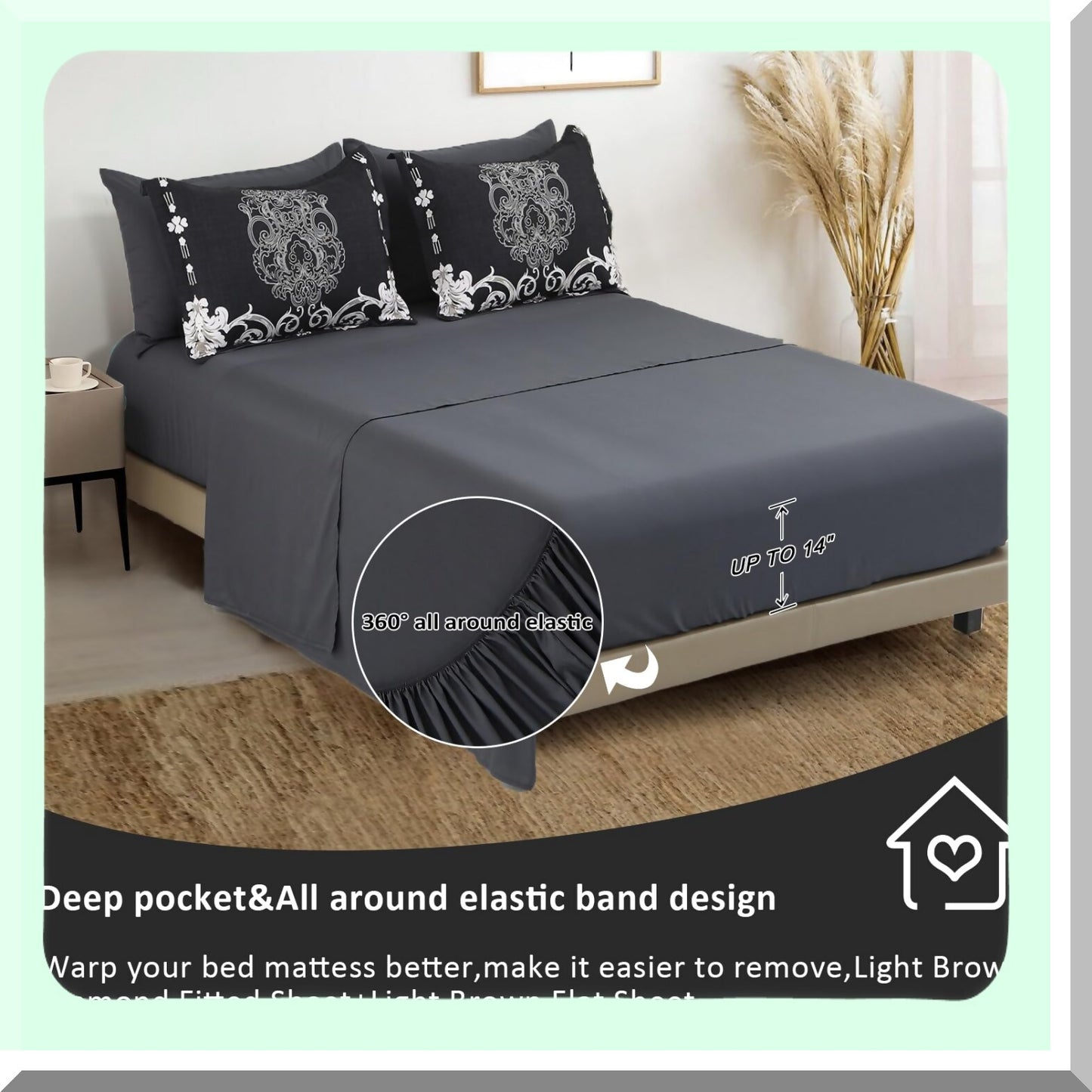 Boho Paisley Damask 7-Piece Queen Size Comforter Set - Soft Microfiber Bedding with Sheets - All Season Complete Bed in a Bag - 90''x90'