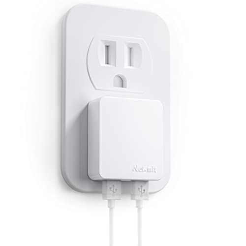 Dual Port Flat USB Wall Charger with Smart IC, White