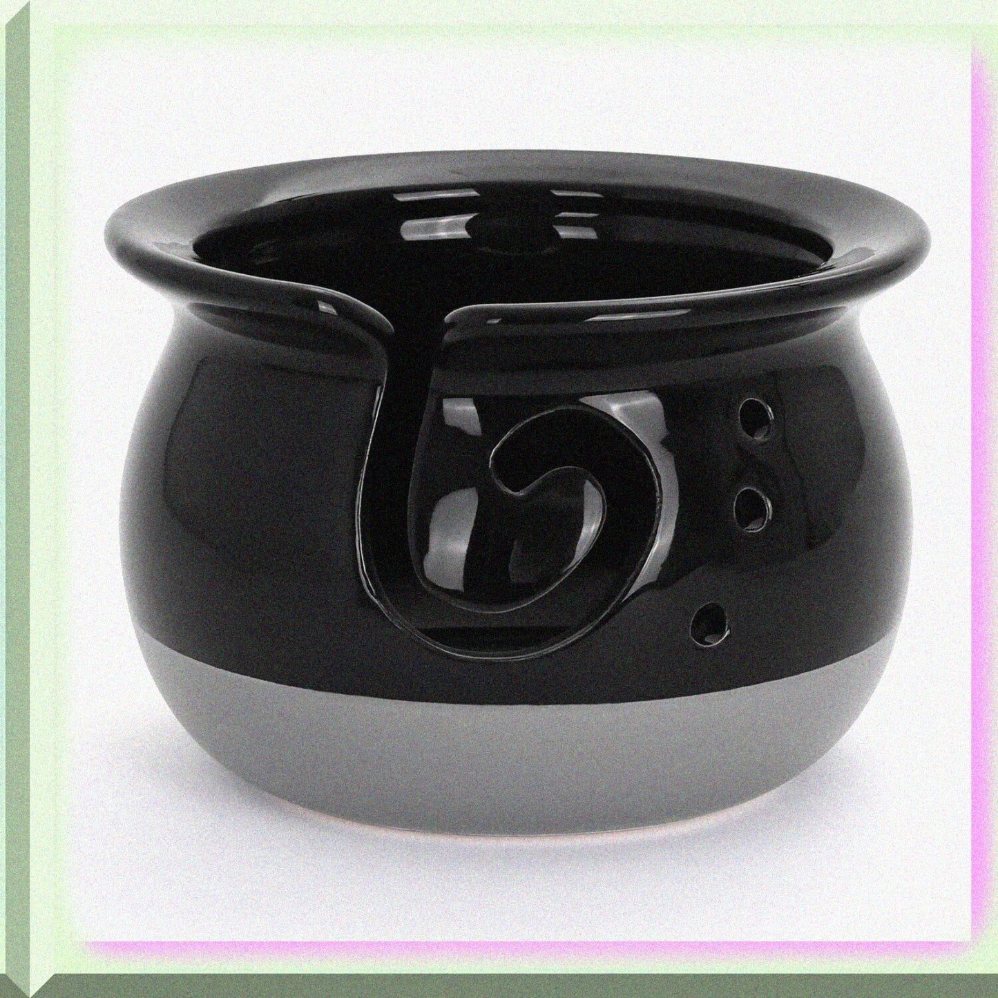 Black Ceramic Yarn Bowl for Knitting and Crochet
