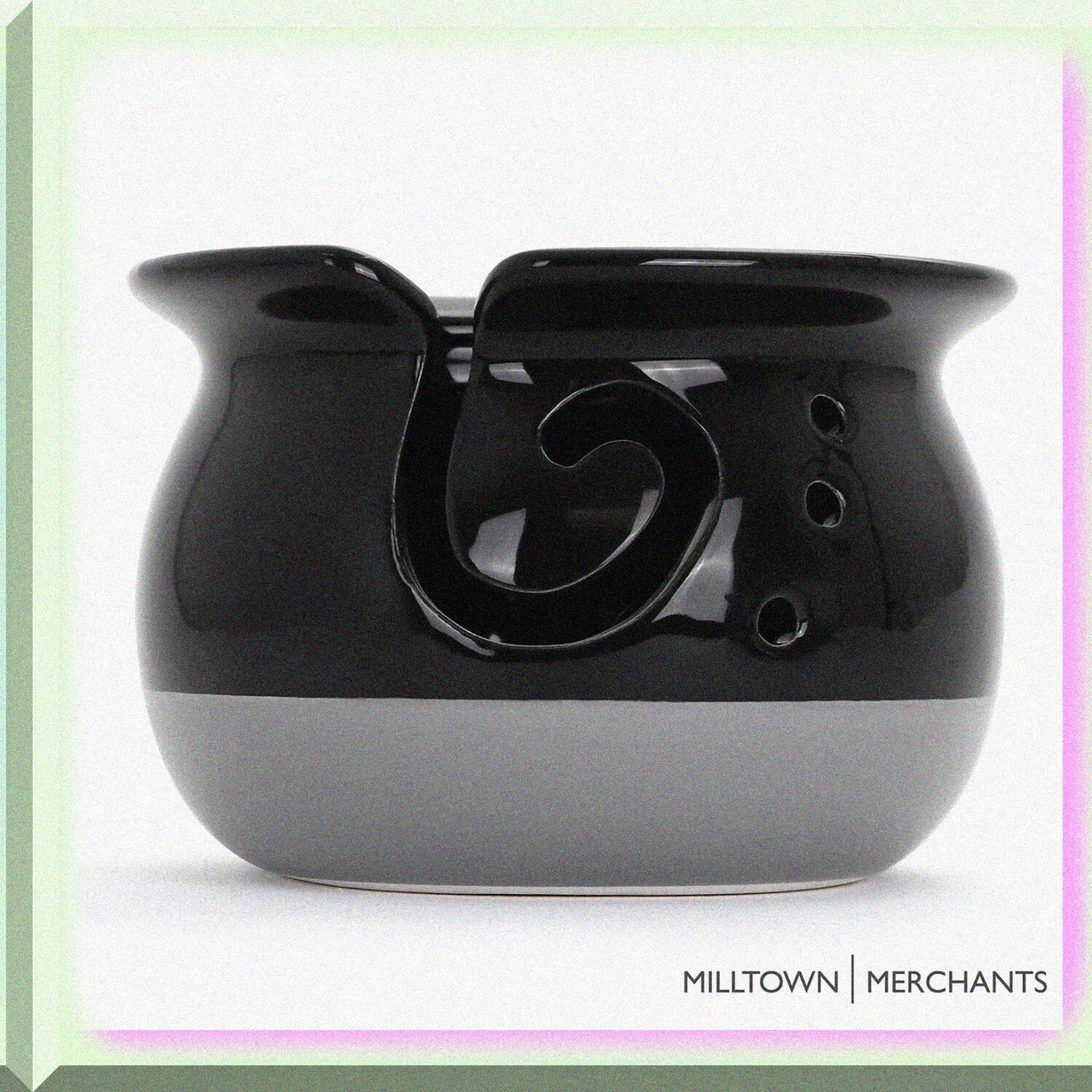 Black Ceramic Yarn Bowl for Knitting and Crochet