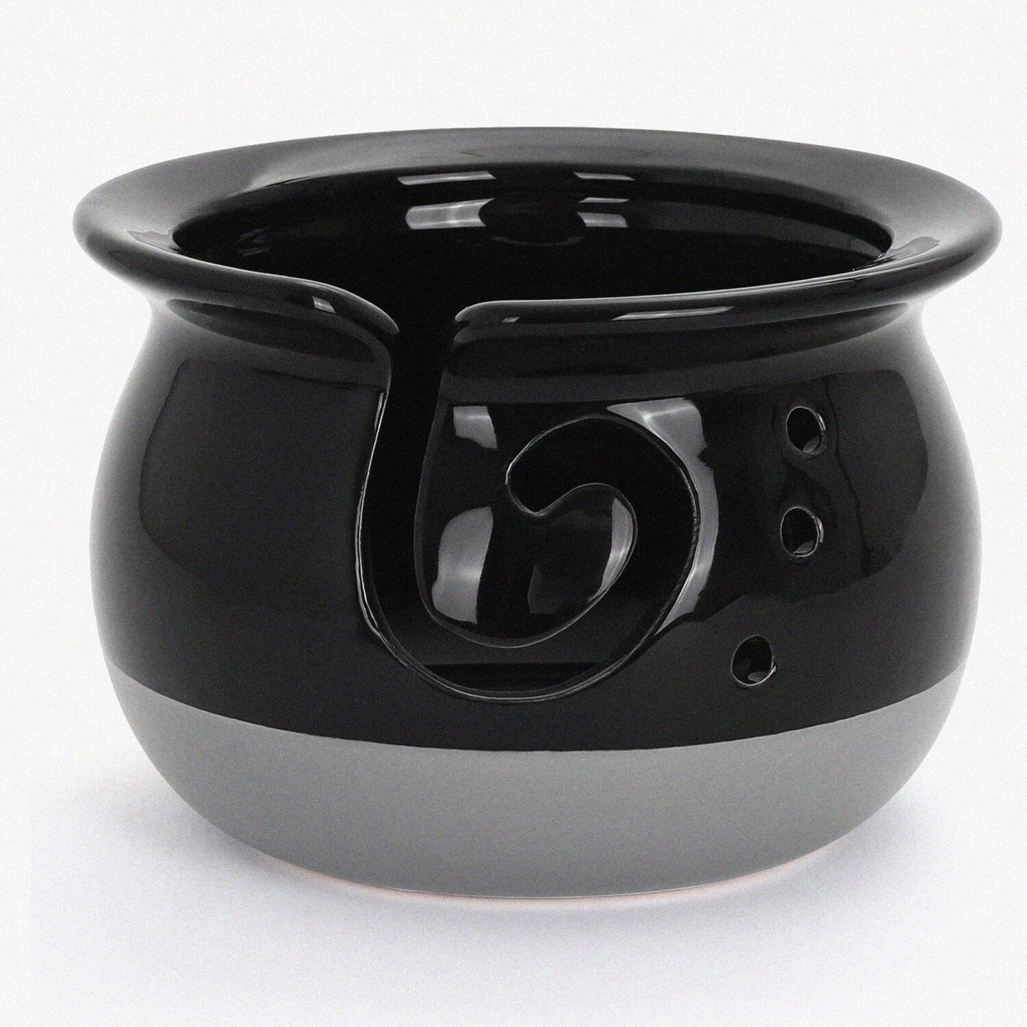 Black Ceramic Yarn Bowl for Knitting and Crochet