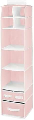 Fabric hanging organizer with 7 shelves and 3 removable drawers