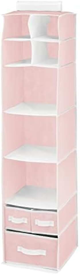 Fabric hanging organizer with 7 shelves and 3 removable drawers