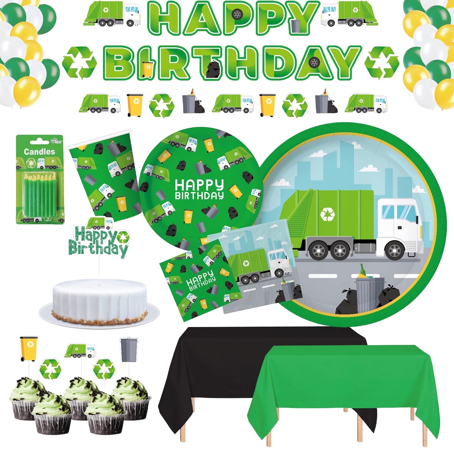 Garbage Truck Birthday Party Supplies for 30 Guests