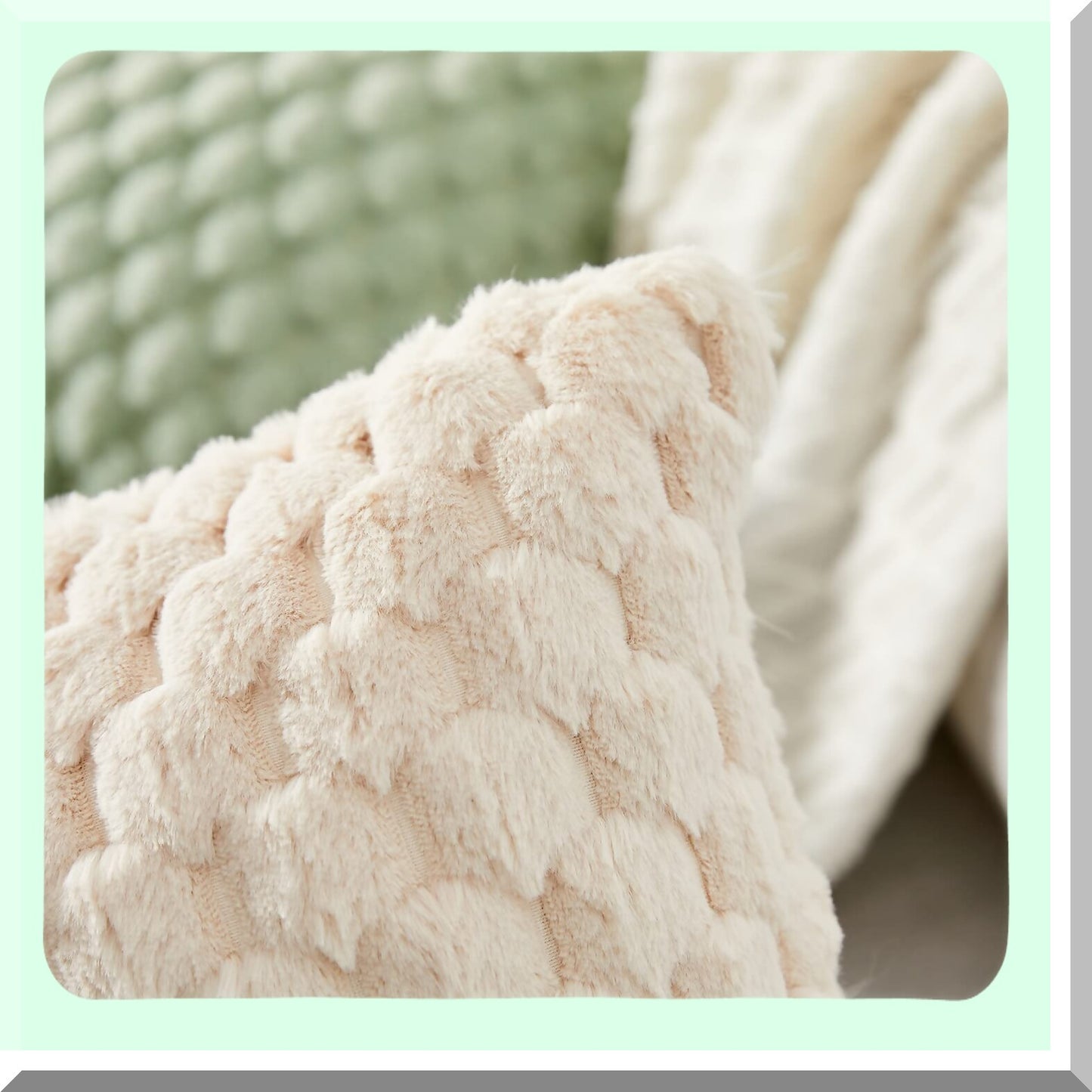 Luxury Plush Cozy Throw Pillow Covers - Set of 2 Soft Fuzzy Cushion Cover for Sofa Couch Bed - Decorative Pillowcase 20x20 Inch Beige