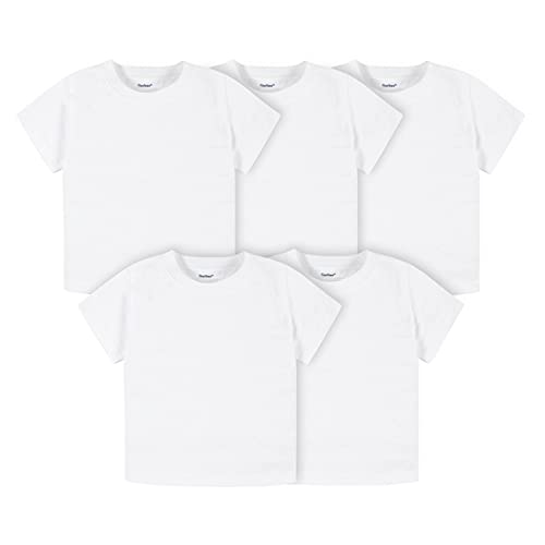 Baby Toddler 5-Pack Solid Short Sleeve T-Shirts Jersey 160 GSM, White, 12 Months