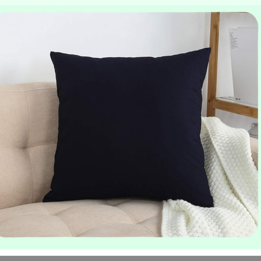 Navy Cotton Canvas Pillow Covers - Set of 2 Decorative Cushion Covers, 16"x16", 100% Solid Cotton, 45 Colors Available, Dark Blue Throw Pillows