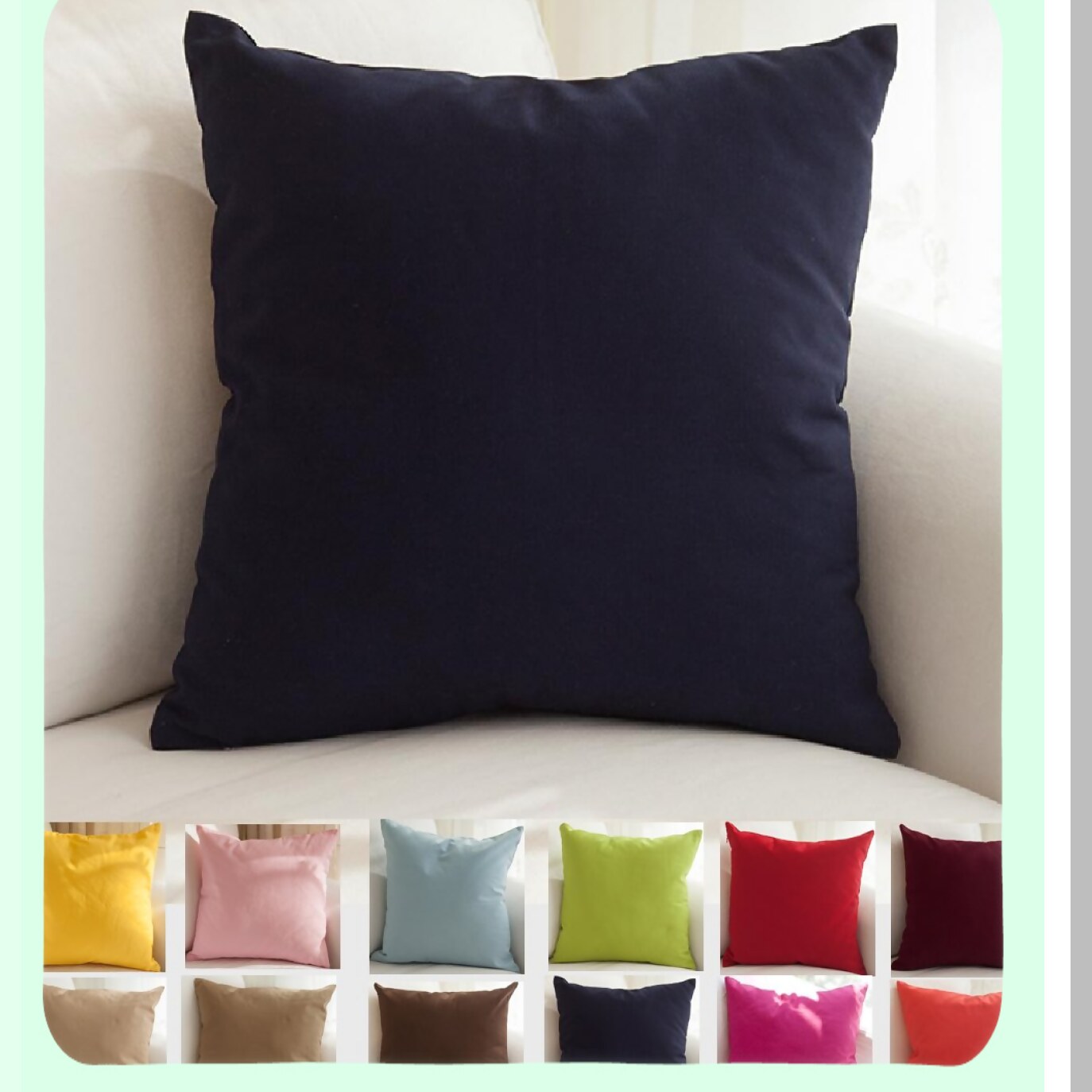 Navy Cotton Canvas Pillow Covers - Set of 2 Decorative Cushion Covers, 16"x16", 100% Solid Cotton, 45 Colors Available, Dark Blue Throw Pillows