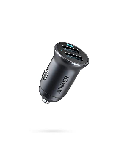 Car Charger, Mini Aluminum Alloy 24W Dual USB Car Charger, PowerDrive 2 Alloy Car Adapter with Blue LED for iPhone12/11/XR/Xs, iPad Pro/Air 2/Mini, Galaxy (Not Compatible with Quick Charge)