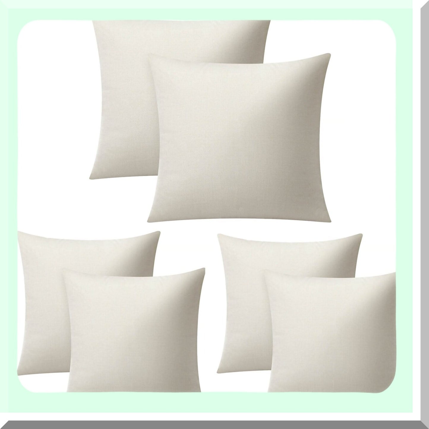 Luxe Linen Sublimation Pillow Covers - Set of 6, 16x16 Inch Blank Throw Pillow Cases for HTV Heat Transfer Vinyl - Off-White Bulk Pack