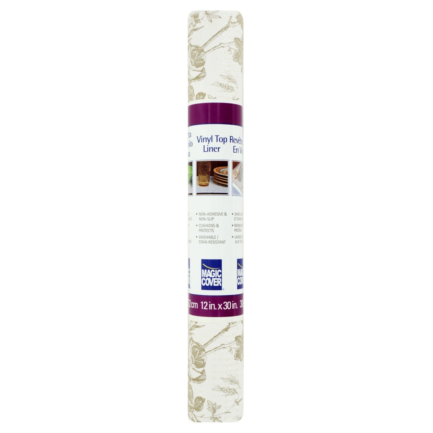 Taupe Floral Vinyl Shelf Liners, 12x30 in. (Pack of 12)