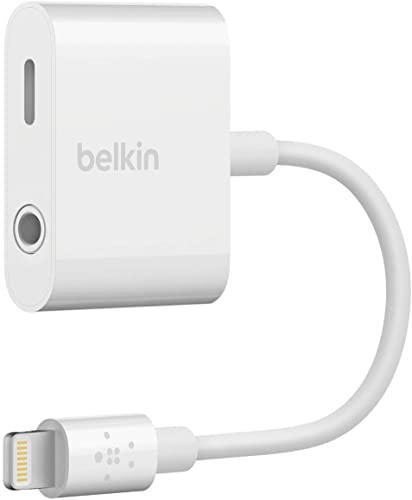 Lightning to 3.5mm audio and charger splitter for iPhone, white