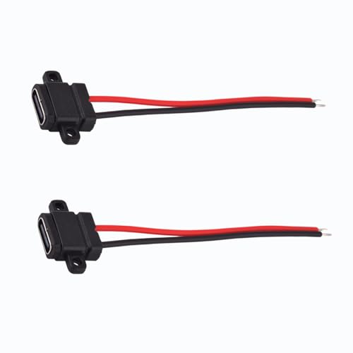 Two USB-C Female Waterproof Pigtail Cables