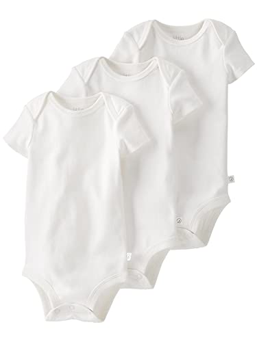 Little  by Carter s  3-Pack   Short-Sleeve Rib Bodysuits, Creamy, 3 Months