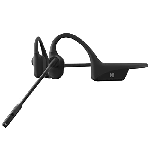 OpenComm Wireless Stereo Bone Conduction Bluetooth Headset with Noise-Canceling Boom Microphone for Office Home Business Trucker Drivers Commercial Use, Black