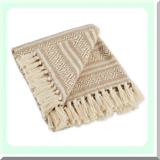 CozyRustic Cotton Stripe Blanket Throw - Perfect for Chair, Couch, Picnic, Camping, Beach, Everyday Use, 50x60 with Fringe