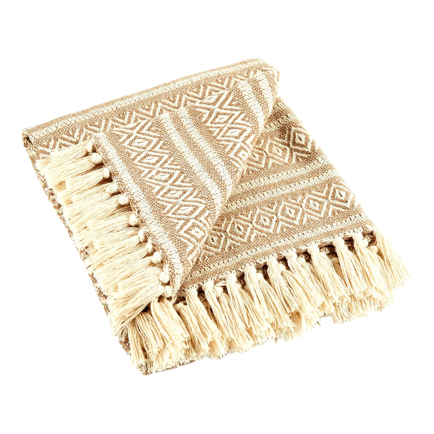 CozyRustic Cotton Stripe Blanket Throw - Perfect for Chair, Couch, Picnic, Camping, Beach, Everyday Use, 50x60 with Fringe