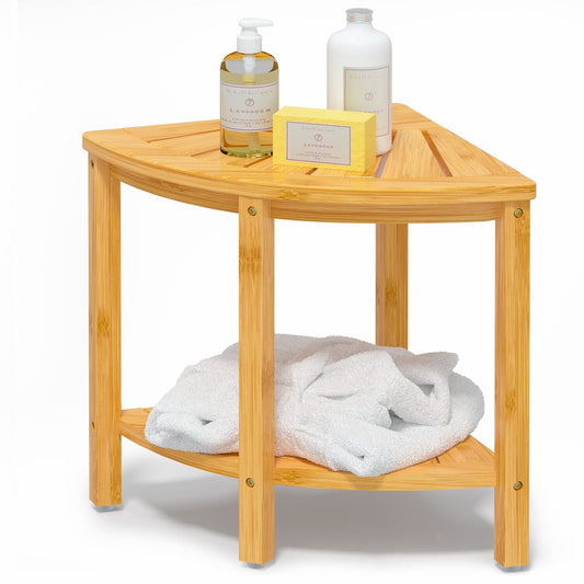 Bamboo Corner Shower Bench Waterproof Stool