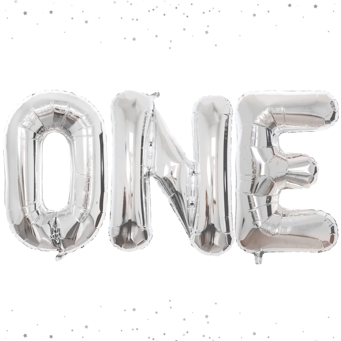First Birthday Silver 32" Number One Balloon - Girl's 1st Birthday Party Decor - Large One Letter Balloon Decoration - Birthday Balloons Kit