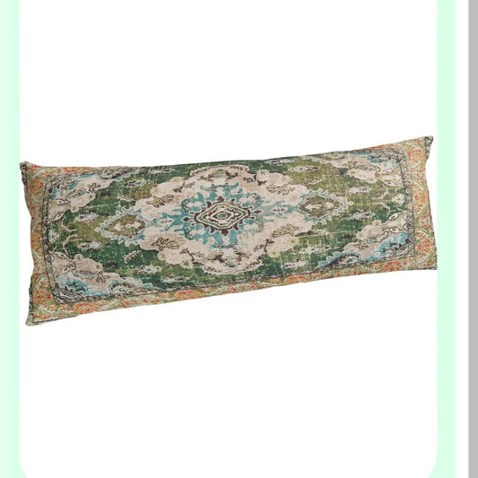 Boho Luxe Lumbar Pillowcase - Vintage Tribal Multicolor Cushion Cover for Couch and Bed