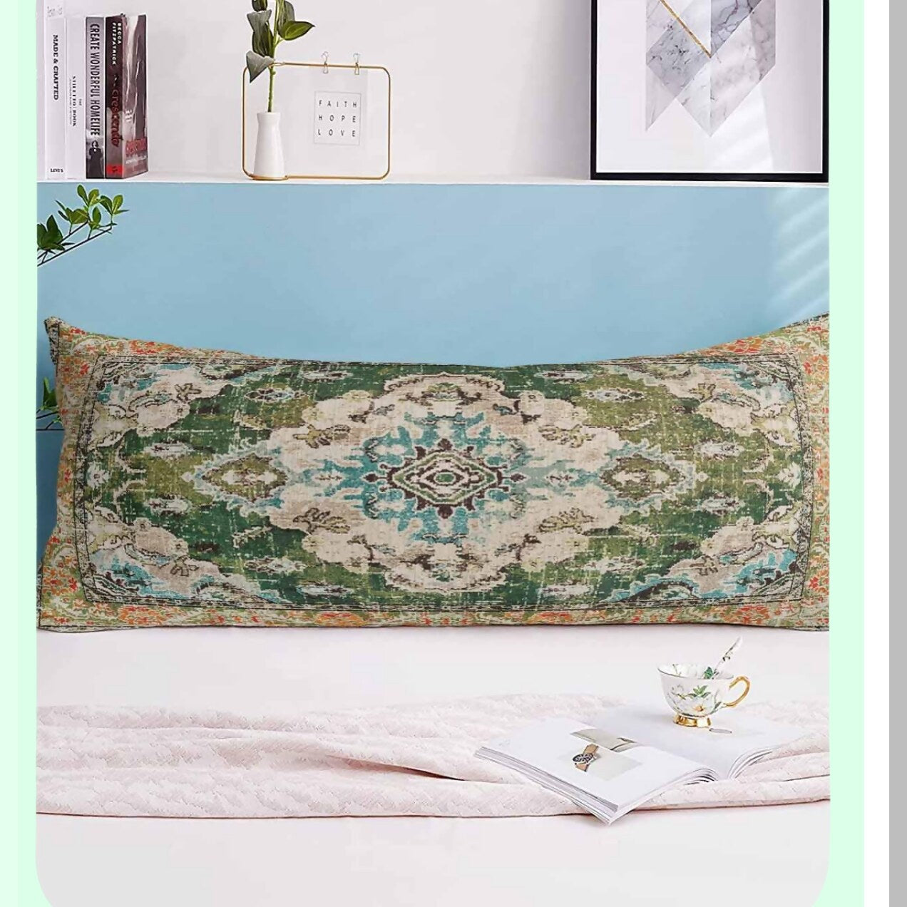 Boho Luxe Lumbar Pillowcase - Vintage Tribal Multicolor Cushion Cover for Couch and Bed