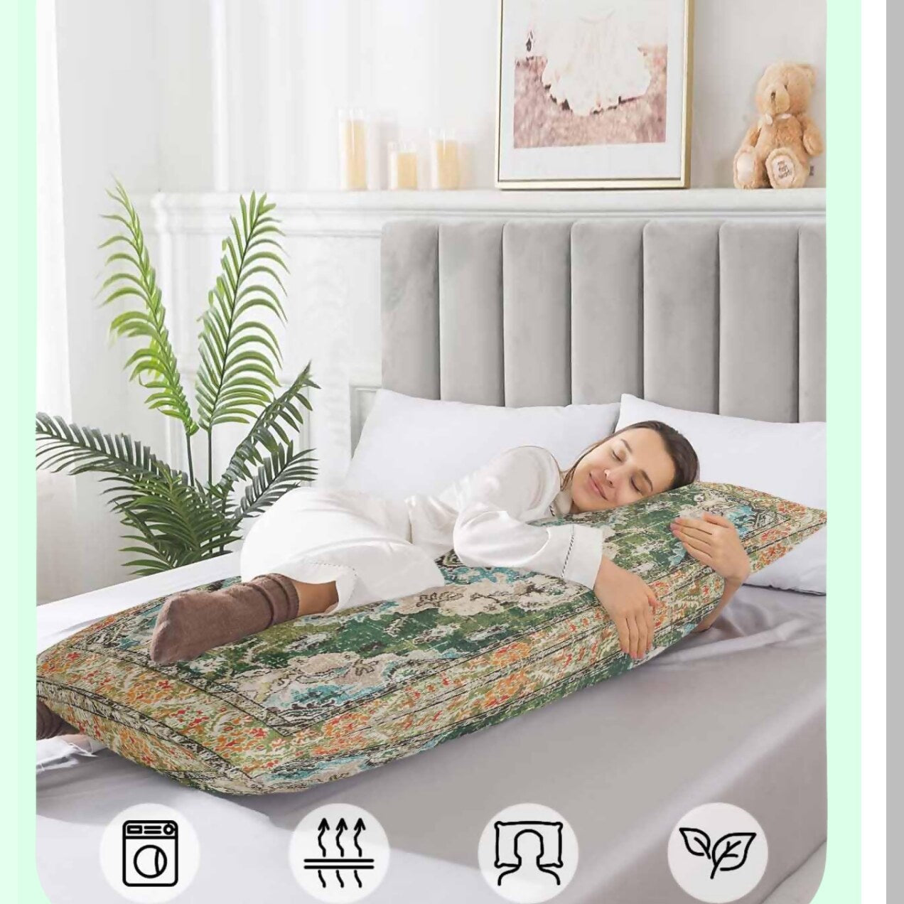 Boho Luxe Lumbar Pillowcase - Vintage Tribal Multicolor Cushion Cover for Couch and Bed