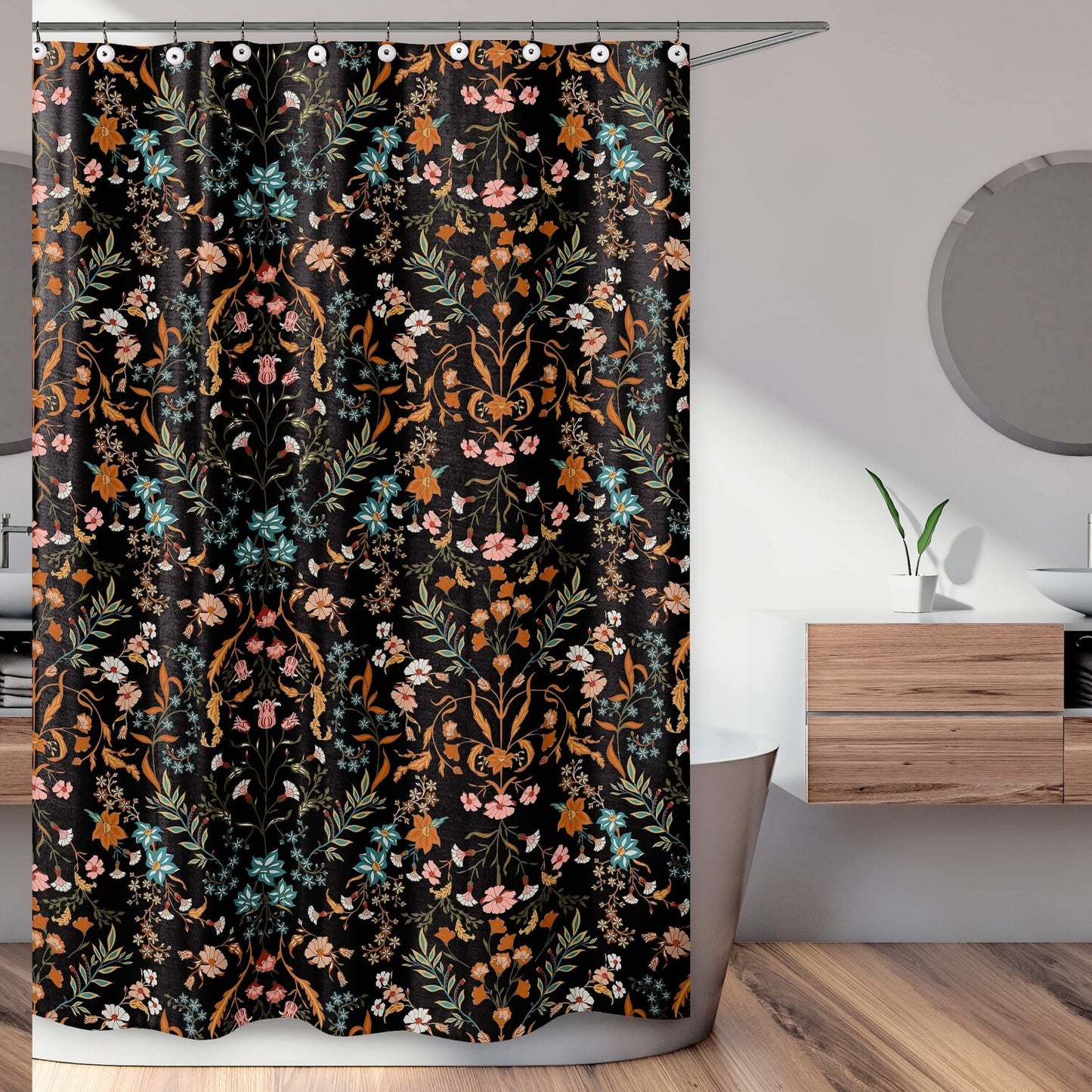 Boho Bohemian Farmhouse Floral Shower Curtain 72x72