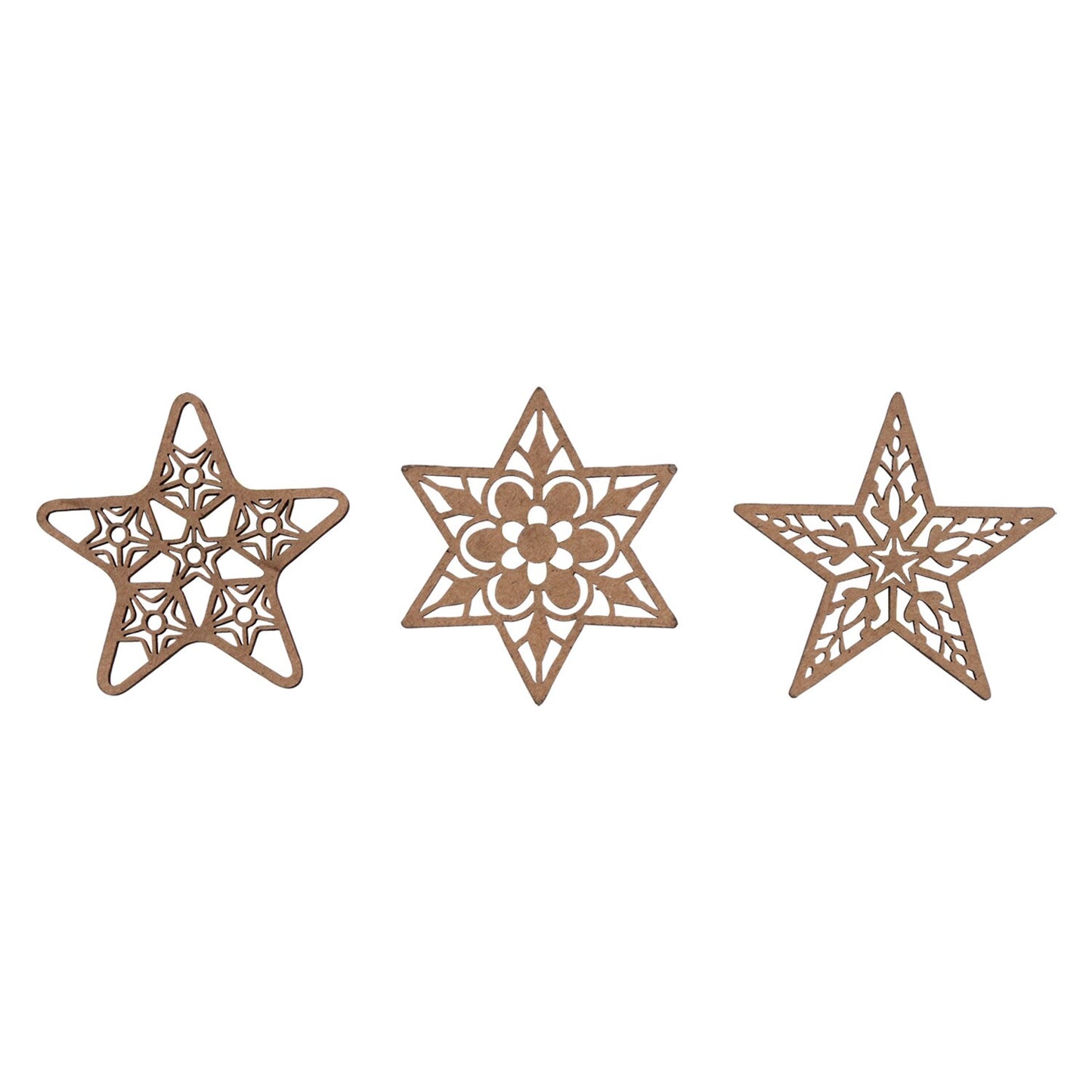 Crafter's Square Heart and Star Shaped Laser Kraft Board Stickers (Pack of 36)