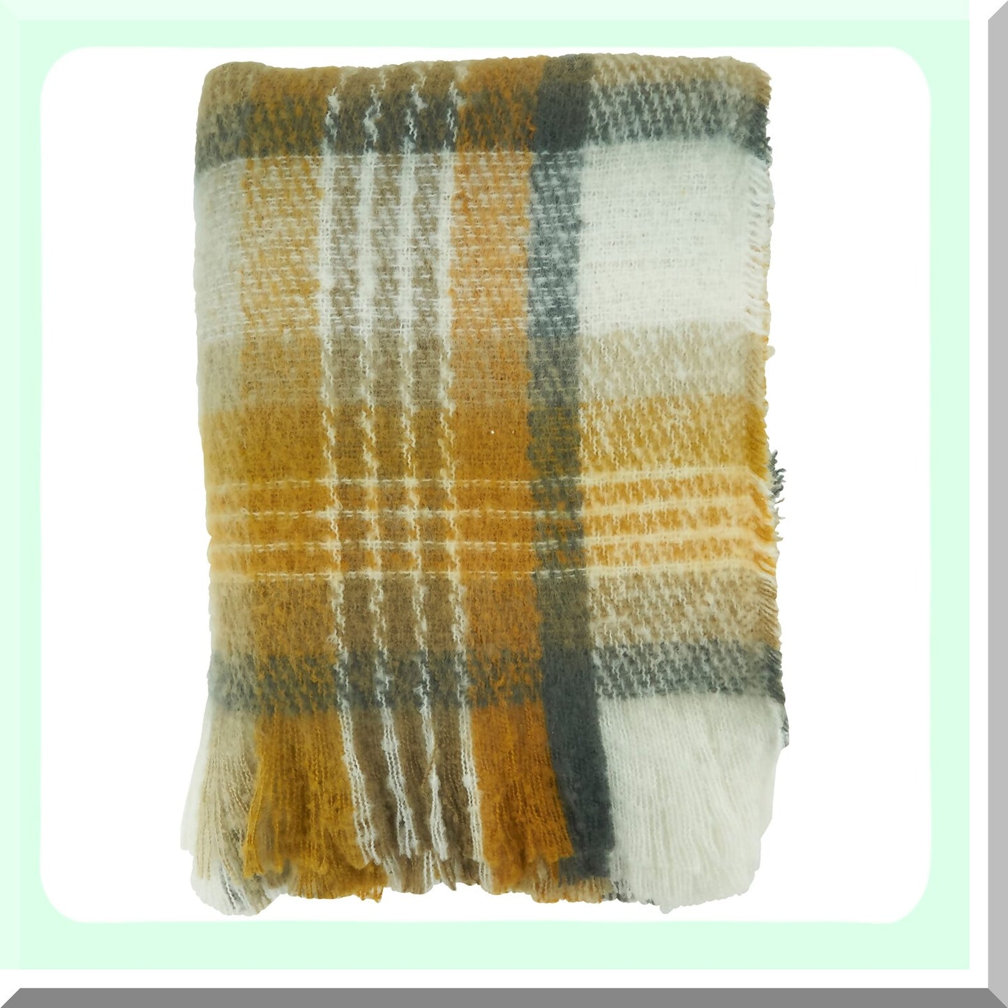 CozyCheck Mohair Mustard Throw Blanket 50"x60"