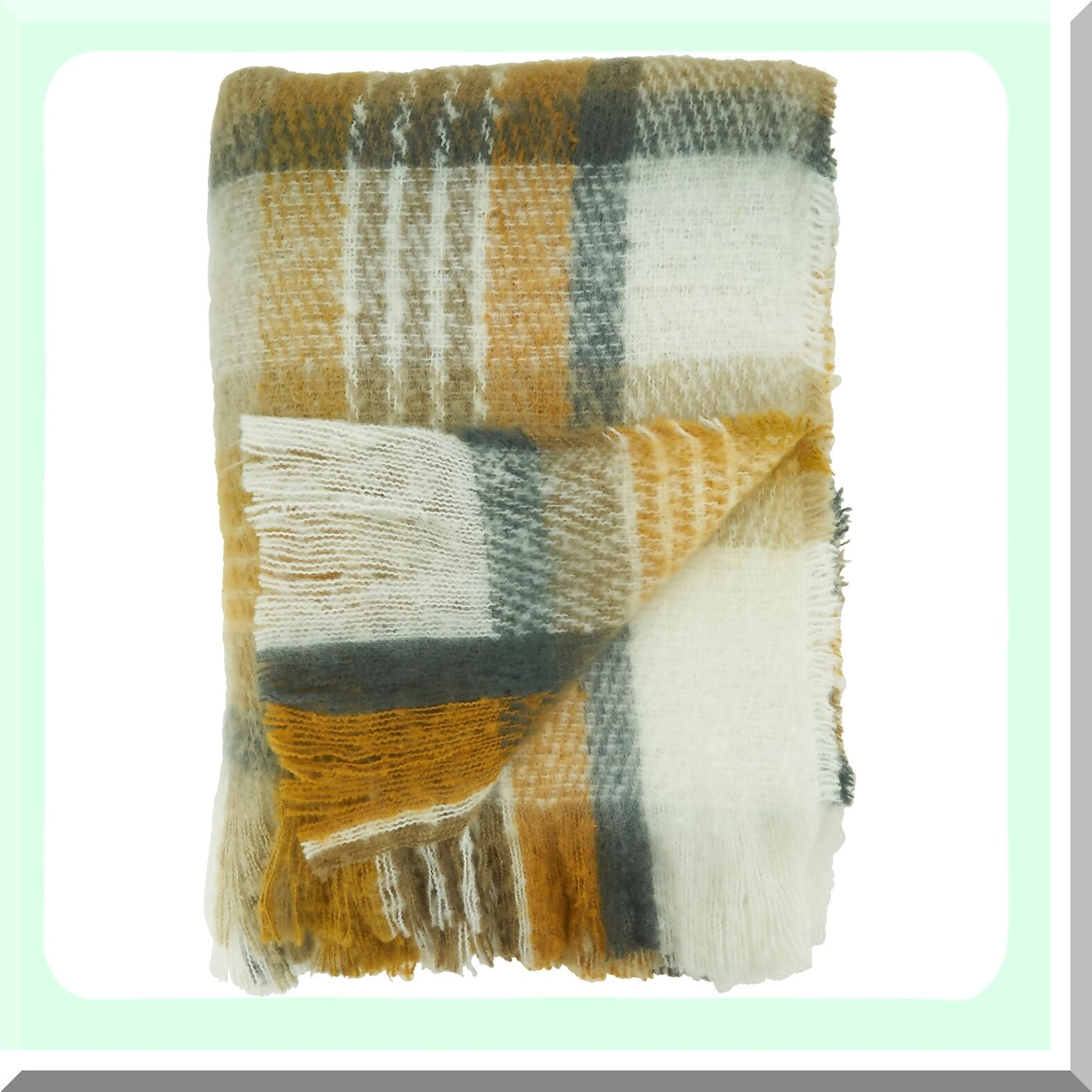 CozyCheck Mohair Mustard Throw Blanket 50"x60"