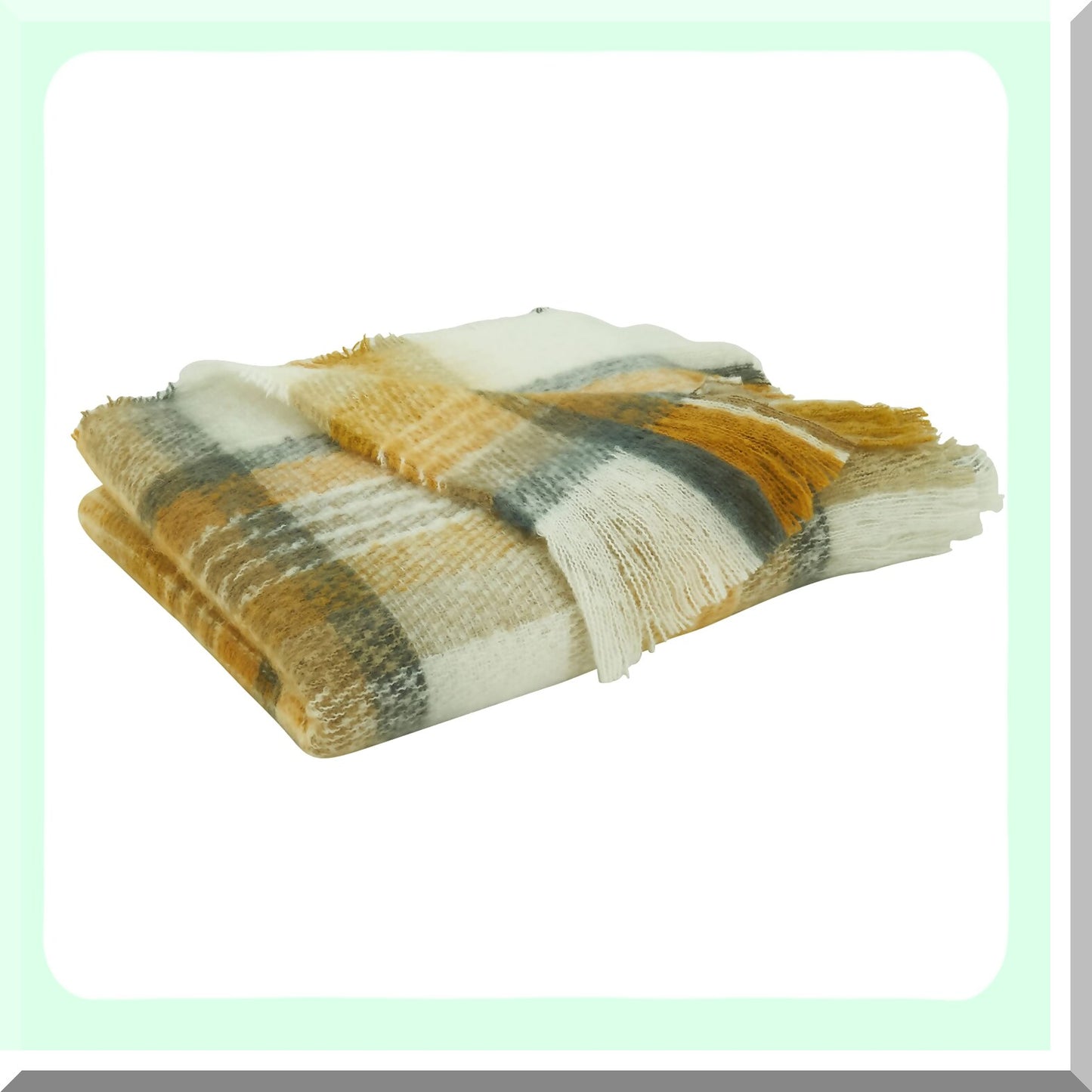 CozyCheck Mohair Mustard Throw Blanket 50"x60"
