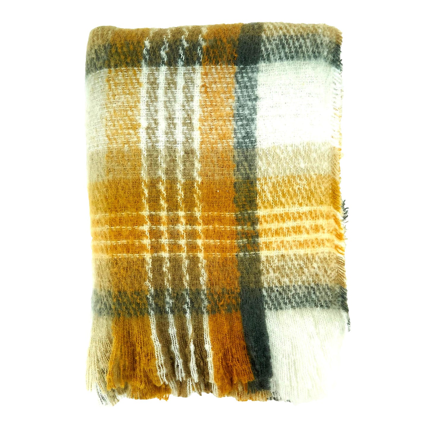 CozyCheck Mohair Mustard Throw Blanket 50"x60"