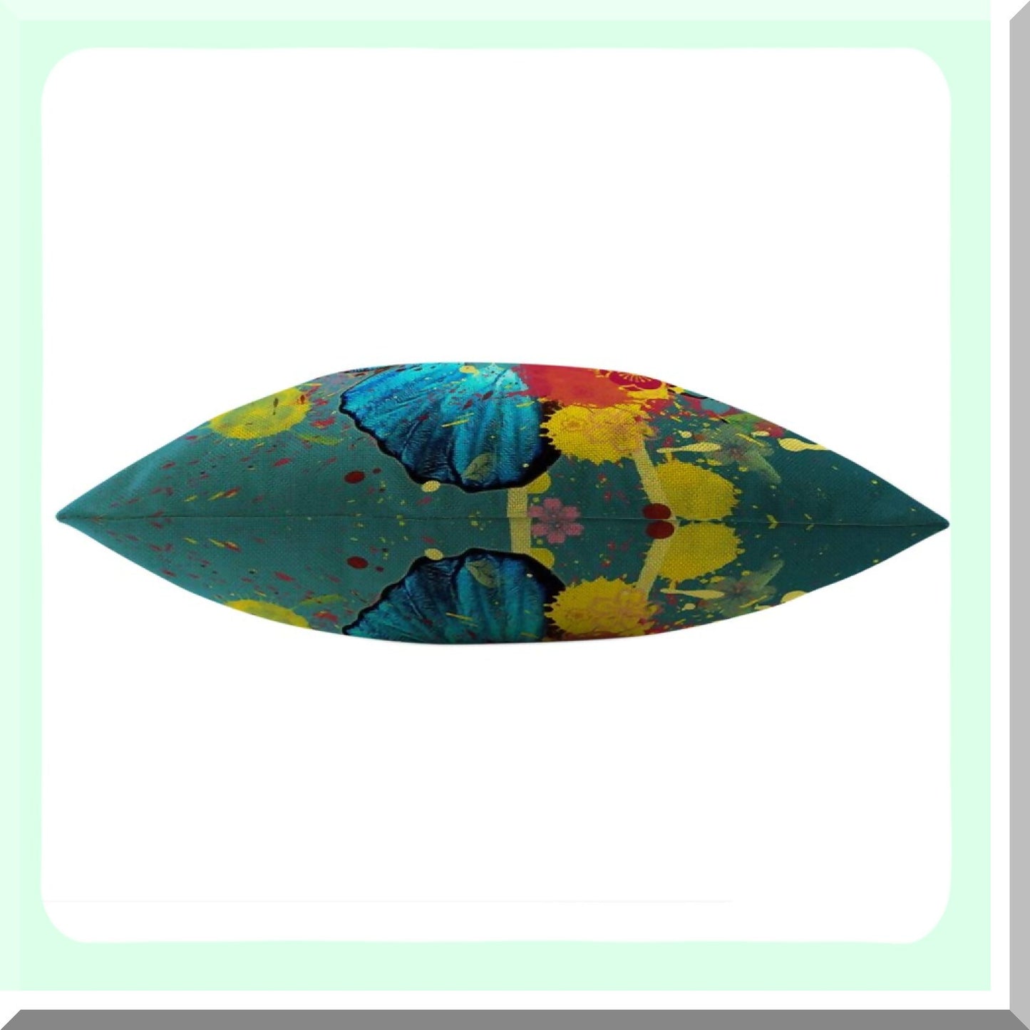 Watercolor Butterfly Lotus Decorative Pillow Cover - Bold Splash Doodle Cotton Linen Square Cushion Case for Couch Sofa Bed 18x18 Inch