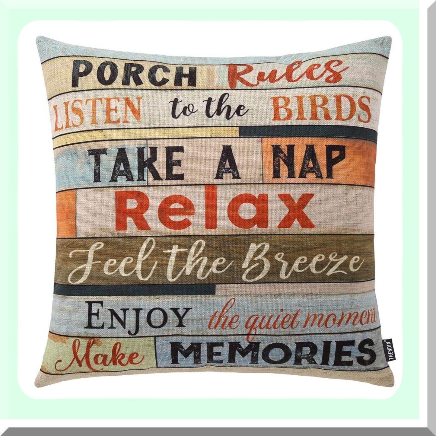 Decorative Porch Rules Pillowcase - 18x18 Inch Square Throw Pillow Cover