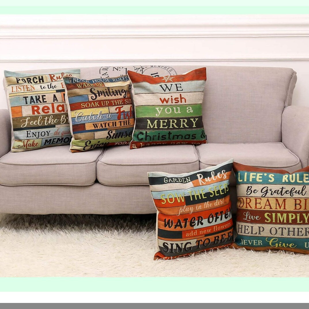 Decorative Porch Rules Pillowcase - 18x18 Inch Square Throw Pillow Cover