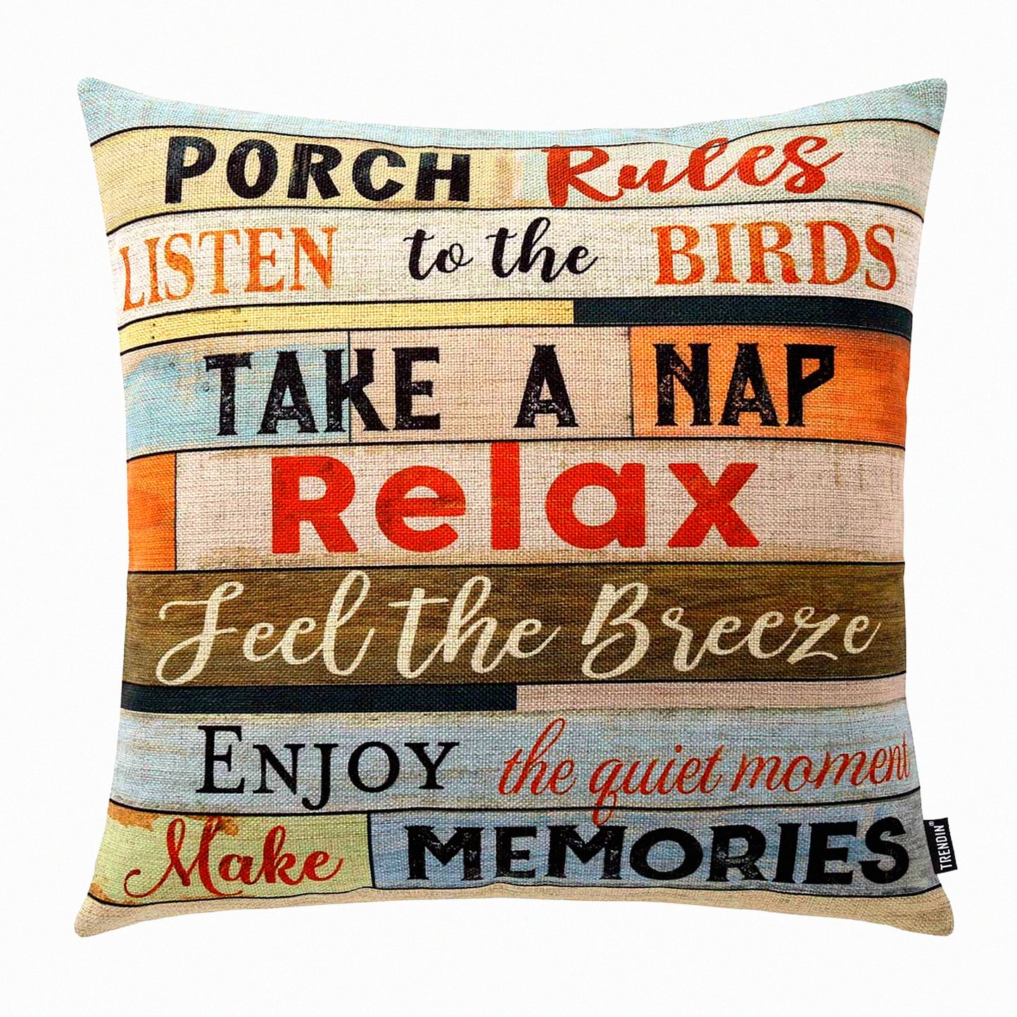 Decorative Porch Rules Pillowcase - 18x18 Inch Square Throw Pillow Cover