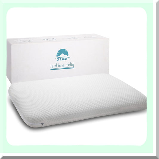 SlimSleep Gel Memory Foam Pillow - Ultra Thin Flat Design for Stomach Back Sleepers - 2.7" Thickness - Infused Cooling Gel - Supportive Comfort