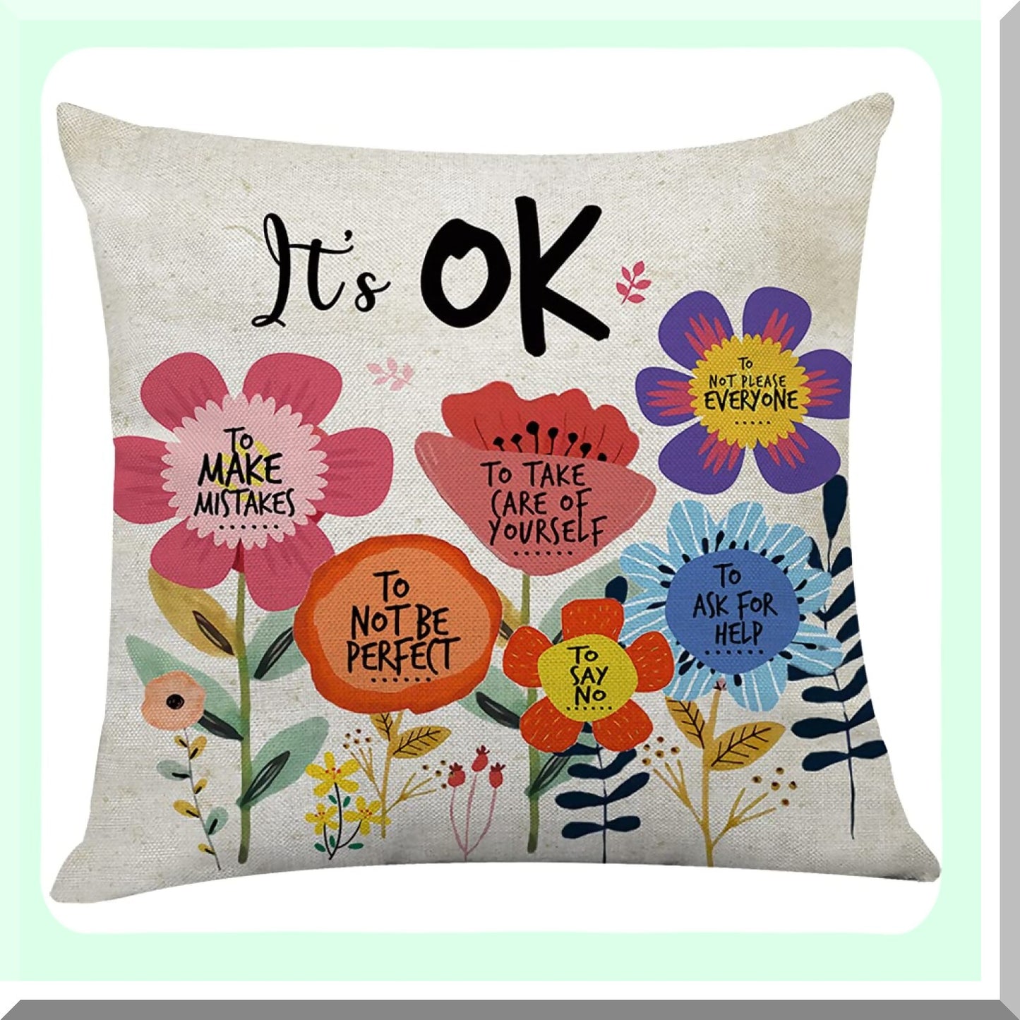 Retro Flower Inspire Pillow Cover - Cute Decorative Cushion for Living Room & Bedroom - Perfect Gift for Girls, Friends, Daughter, Niece & Women