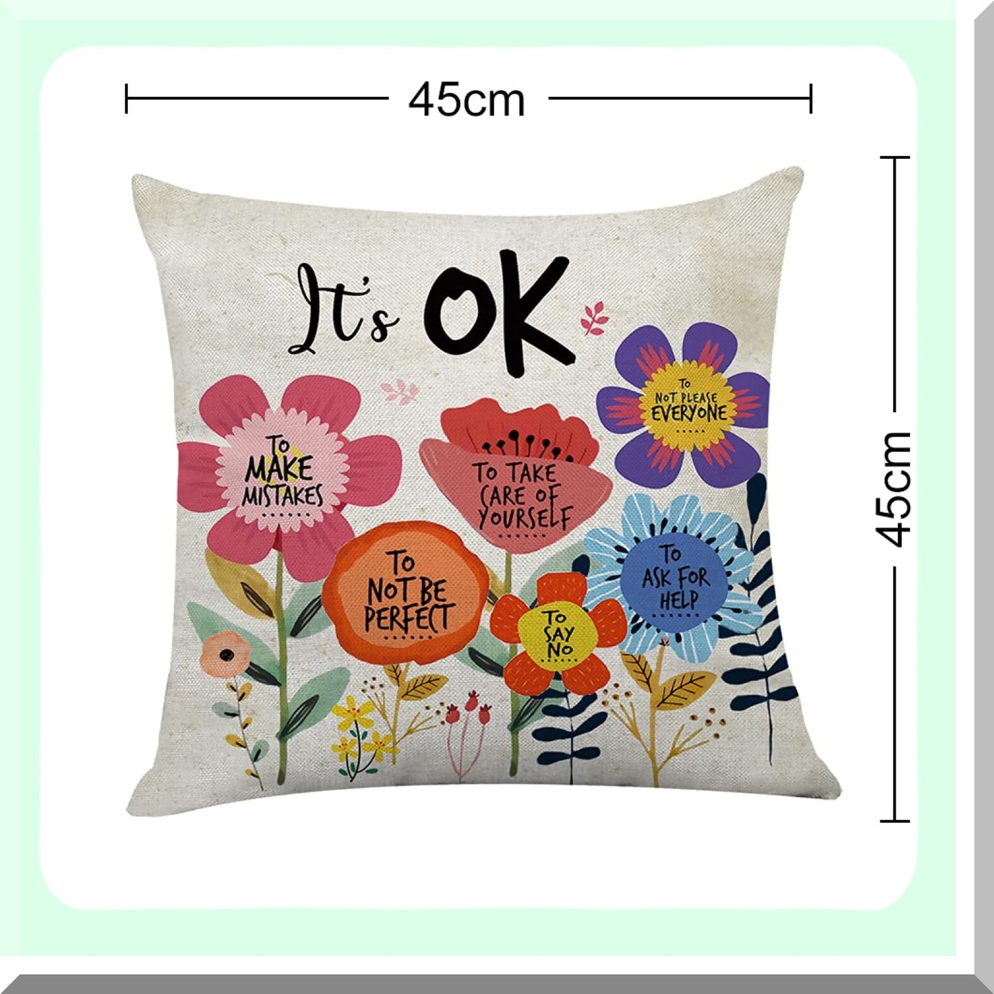 Retro Flower Inspire Pillow Cover - Cute Decorative Cushion for Living Room & Bedroom - Perfect Gift for Girls, Friends, Daughter, Niece & Women