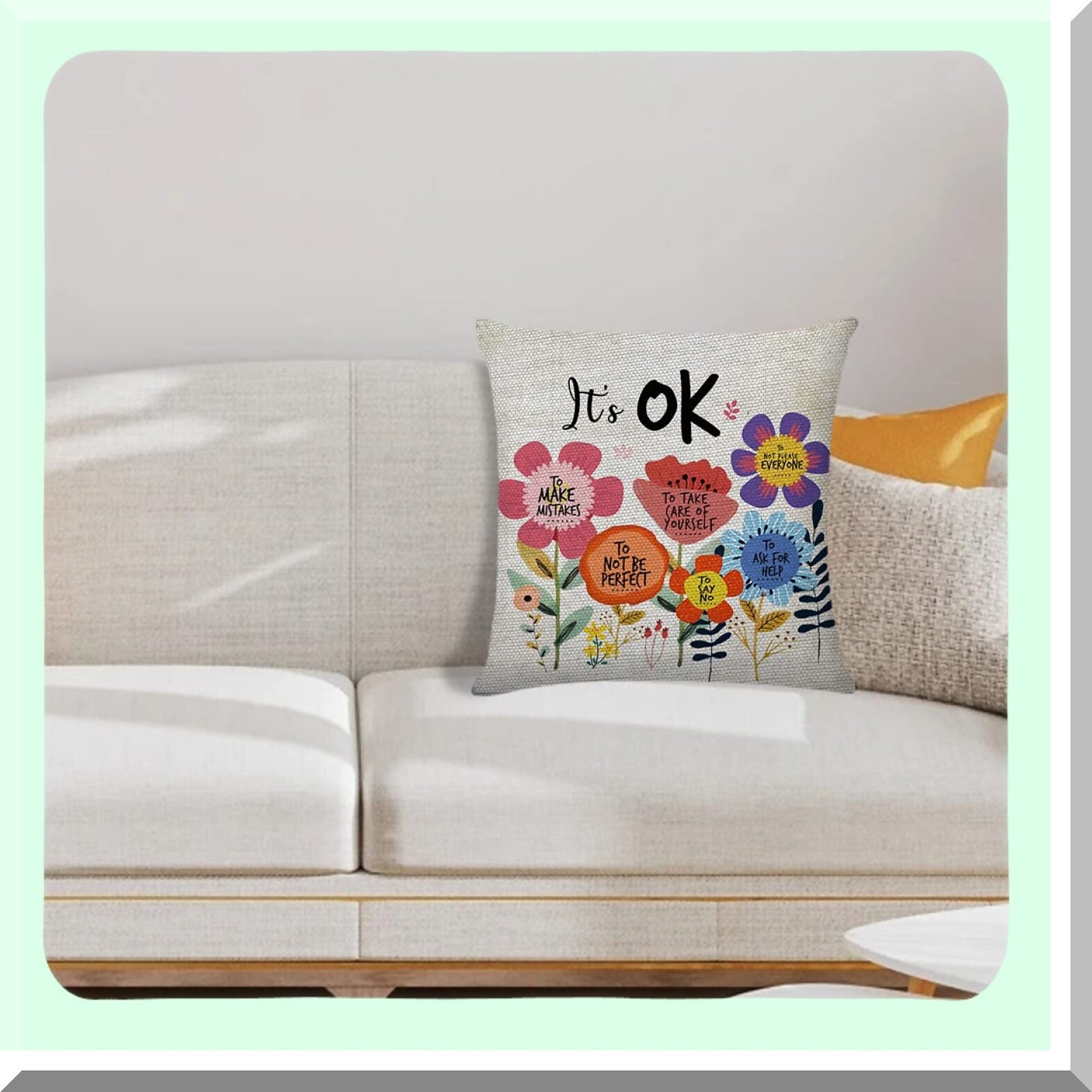 Retro Flower Inspire Pillow Cover - Cute Decorative Cushion for Living Room & Bedroom - Perfect Gift for Girls, Friends, Daughter, Niece & Women