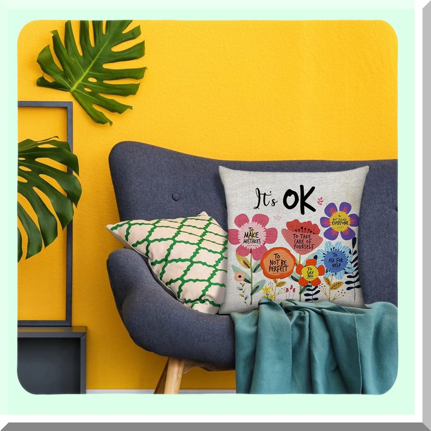 Retro Flower Inspire Pillow Cover - Cute Decorative Cushion for Living Room & Bedroom - Perfect Gift for Girls, Friends, Daughter, Niece & Women