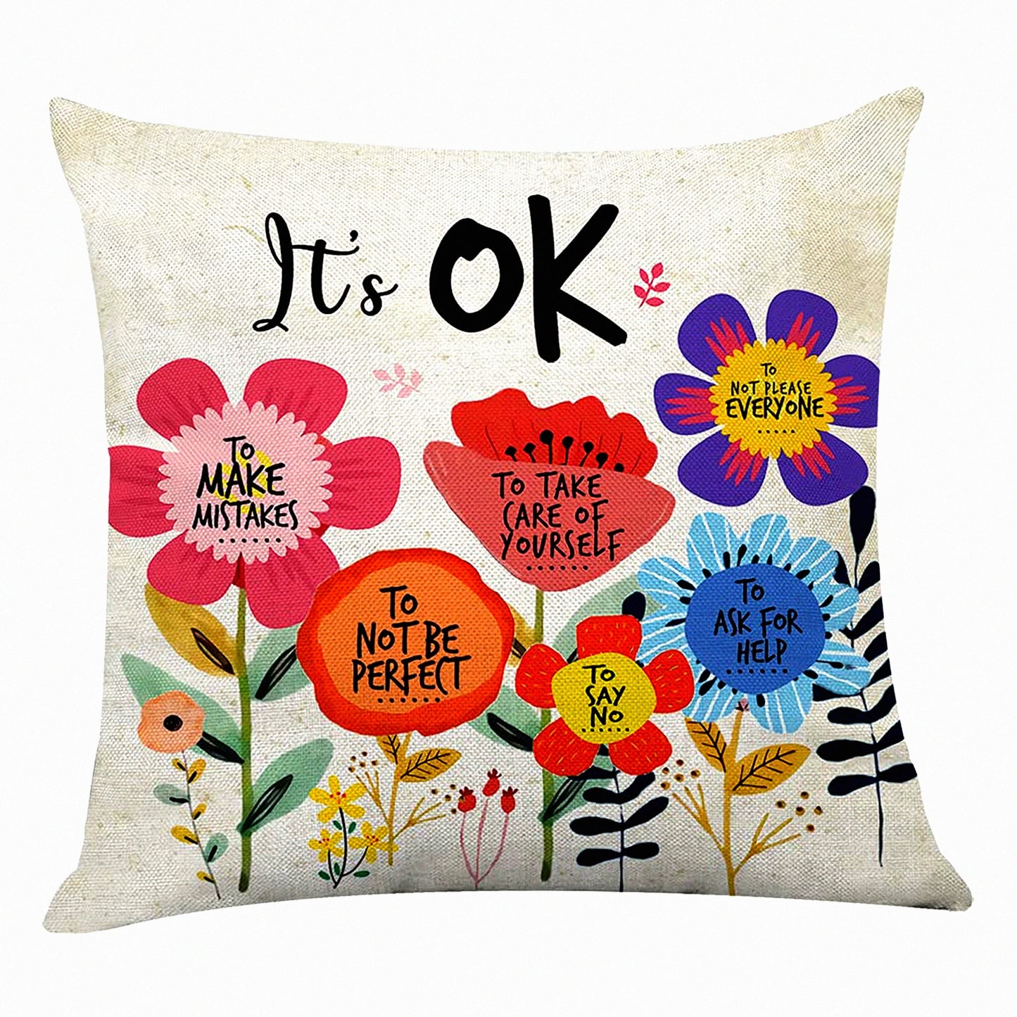 Retro Flower Inspire Pillow Cover - Cute Decorative Cushion for Living Room & Bedroom - Perfect Gift for Girls, Friends, Daughter, Niece & Women