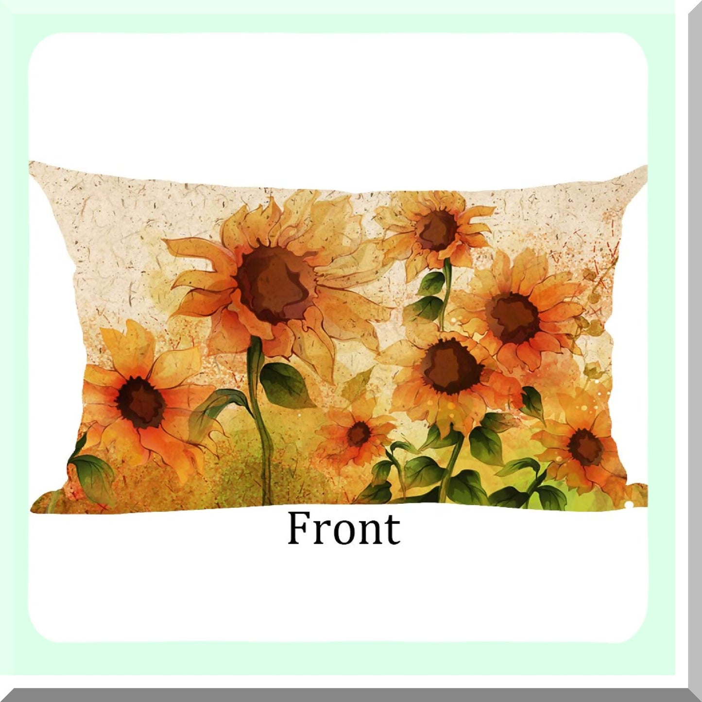 Sunflower Summer Bloom Decorative Pillow Cover - Brown Orange Watercolor Ink Painting Floral Design for Home Living Room Bed Sofa Car - 12 x 20 Inches Cotton Linen Lumbar Throw Case