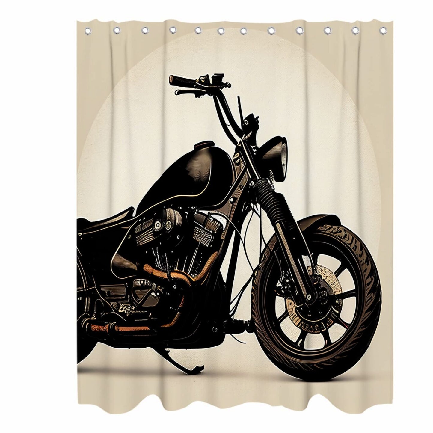 Vintage Motorcycle Shower Curtain Set 72x72 inch with 12 Hooks