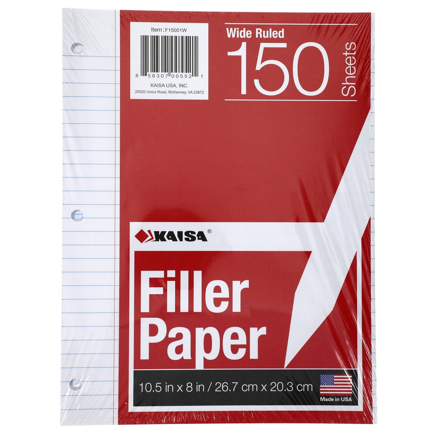 Kaisa Wide Ruled Filler Paper, 150 Sheets (Pack of 4)