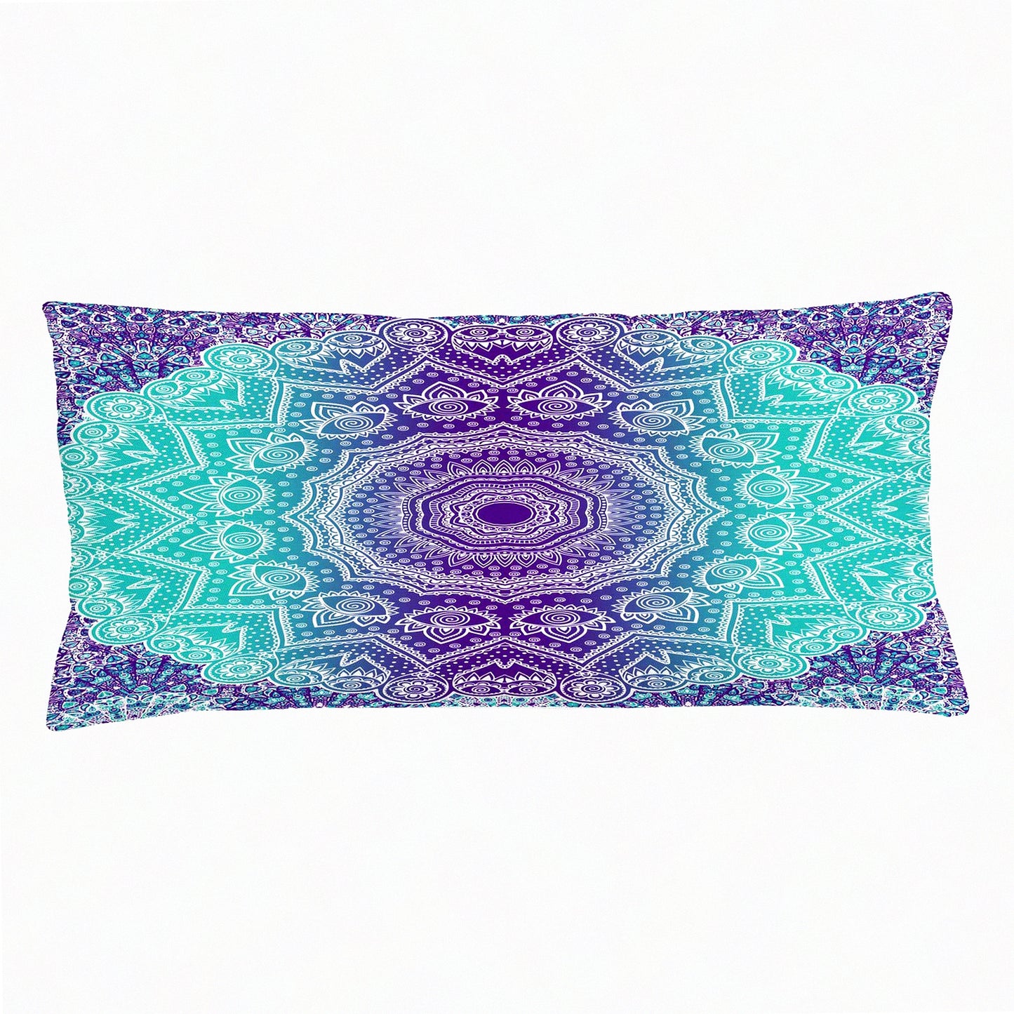 Ombre Harmony Meditation Pillow - Purple Turquoise Cushion Cover - Decorative Rectangle Accent Case - Inner Peace Ornamental Art - 36" X 16"