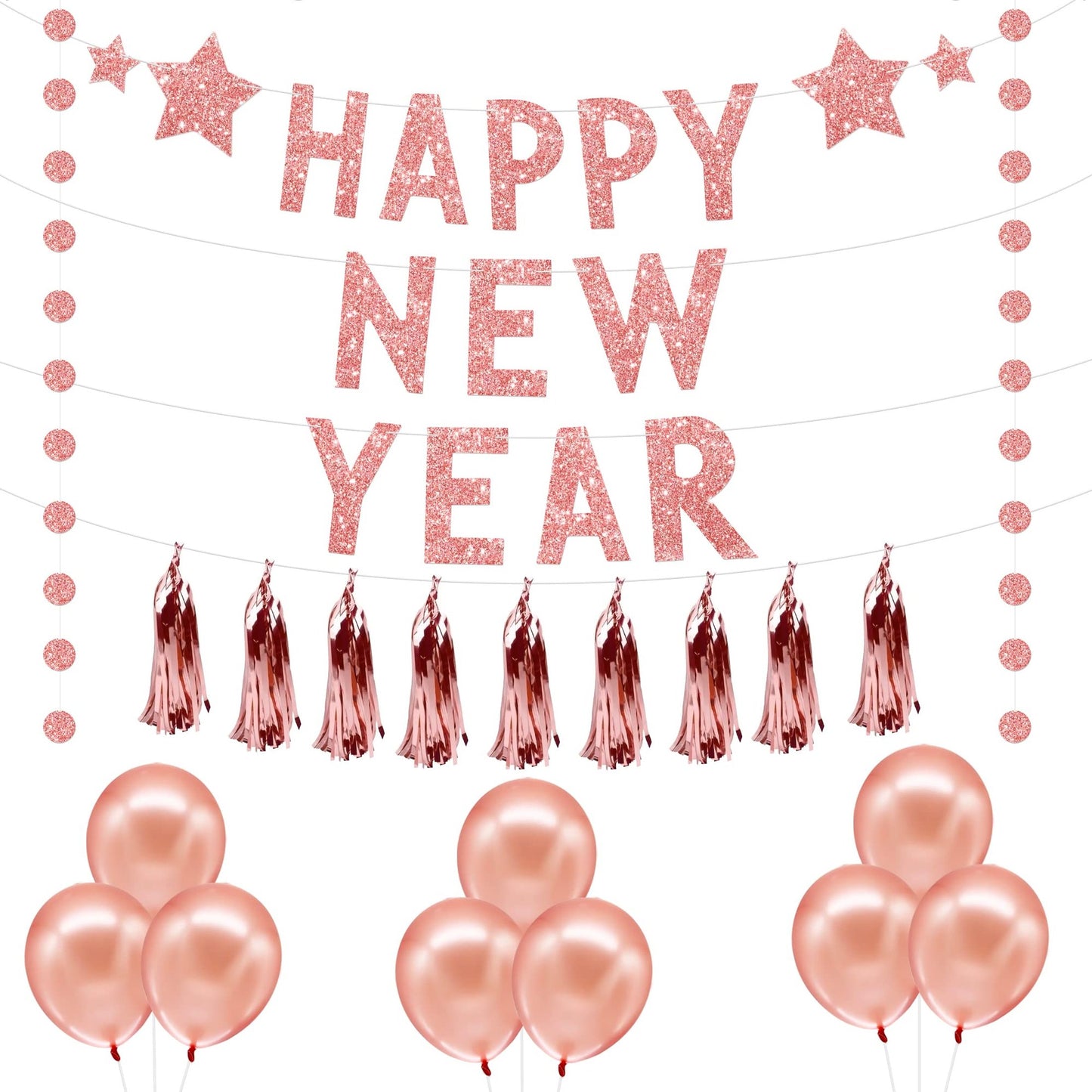 Rose Gold New Year Decorations for 2024